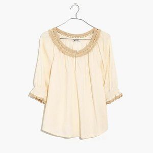 Madewell Crochet Lace Knit Peasant Top